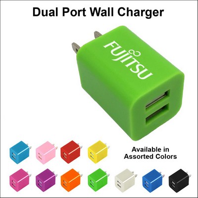 Dual USB 2 Port Wall Charger Green