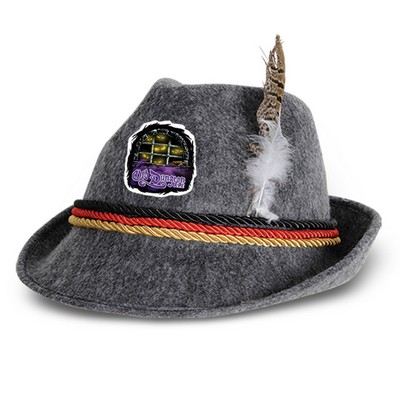 German Alpine Hat w/ Custom Shaped Faux Leather Icon