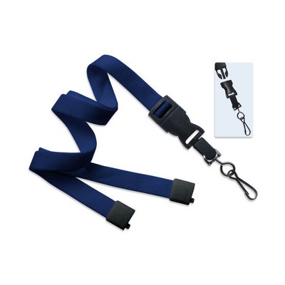 5/8" Blank Detachable Lanyard w/Swivel Hook (Navy Blue)