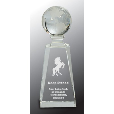 7 3/4" Crystal Globe Award on Clear Tower