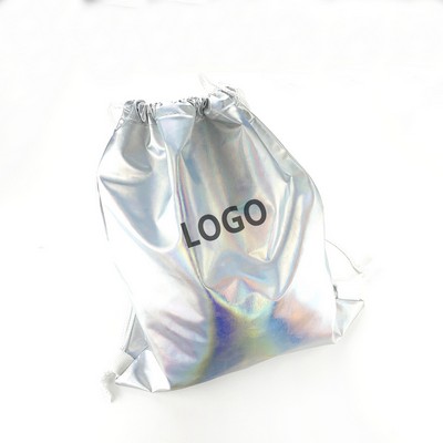 Lightweight holographic laser PVC drawstring backpack