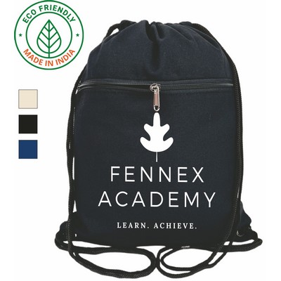 Active Drawstring Bag Backpack Eco Friendly Canvas Black