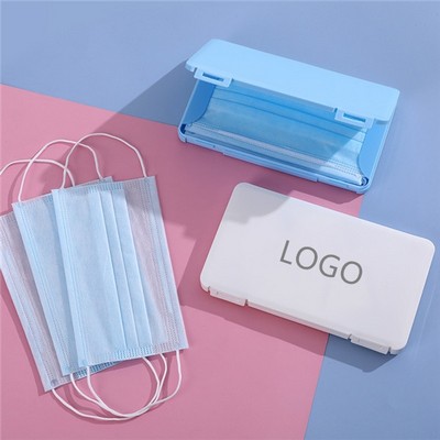 Portable rectangular mouth mask storage container