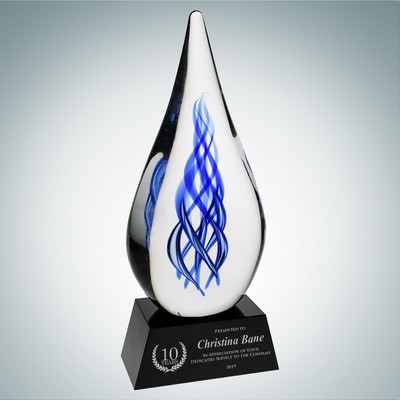 Art Glass Ocean River Award w/ Black Base