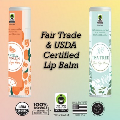 Tea Tree Peppermint Flavor USDA Organic Fair Trade Lip Balm