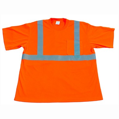 ANSI/ISEA 107-2015 Class 2 Orange Birdseye Mesh High Vis Short Sleeve T-shirts