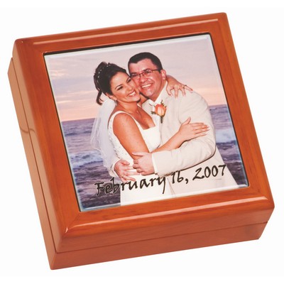 5 1/2"x 5 1/2"x 2 1/4" Brown Gift Box w/4 1/4"x 4 1/4" Sublimatable Ceramic Tile