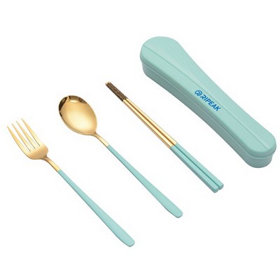 Portable 304 Stainless Steel Spoons Forks and Chopsticks Set