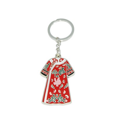 Custom Cloth Shaped Zinc Alloy Keychain Imitation Enamel Keychain- One Side Printing