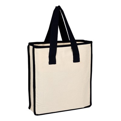 Accent Color Canvas Shopping Bag - Blank (14" x 15" x 4")