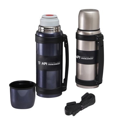 Vacuum Insulated Wide Mouth Bottle w/Shoulder Strap