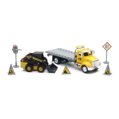 1:43 Scale Peterbilt® Roll-Off Truck W/ New Holland Skid Steer L230 (u)