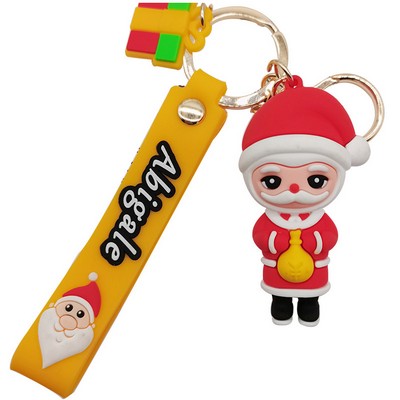 3D Creative Epoxy Santa Claus Fashion PVC Keytag