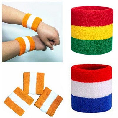 Elastic Striped Cotton Wrist Band