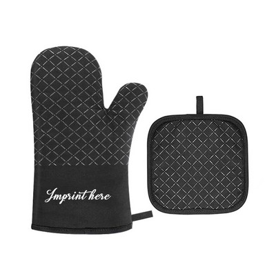 Heat Resistant Oven Mitt & Pot Mat Set