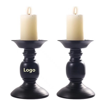 Black Metal Candle Holders for Pillar Candles Wax Candle Dining Room Table Fireplace Decoration