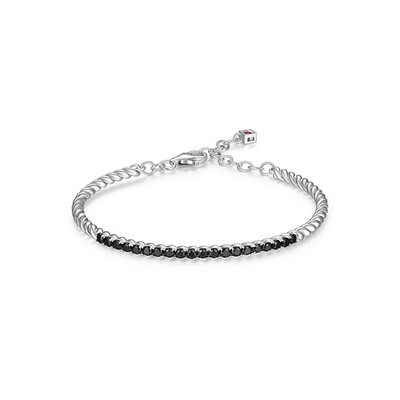 ELLE "Nautical" Rope Bangle with Black Spinel - Silver