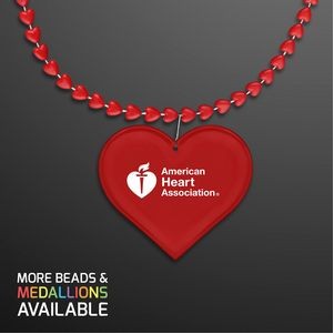 Red Heart Beads Value Necklace with Medallion - Domestic Print