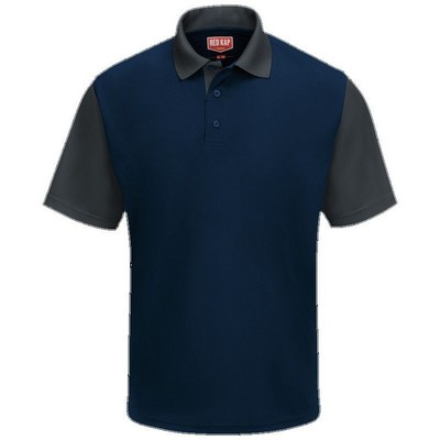 Red Kap™ Men's Performance Knit® Color-Block Polo - Navy Blue/Charcoal Gray