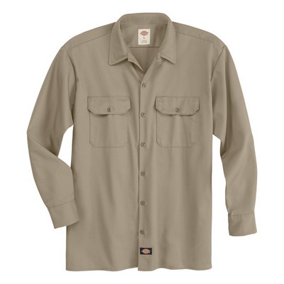 Dickie's® Men's Heavyweight Twill Long Sleeve Shirt - Khaki Tan