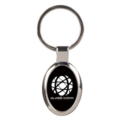 1 1/8" x 1 5/8" Black Oval Keychain