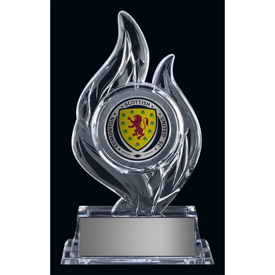 Krystal Flame Holder, Award Trophy, 6 7/"