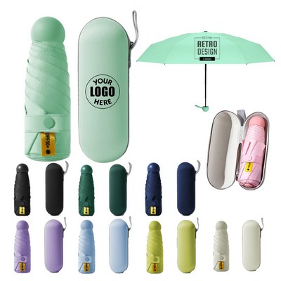 Mini Folding Compact Umbrella With Case