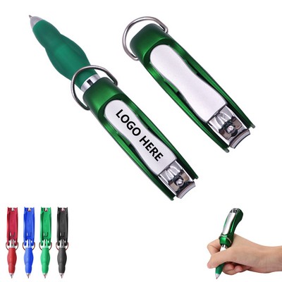 Folding Ballpoint Pen With Nail Clipper