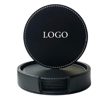 Domanda Black Leather Coaster Set