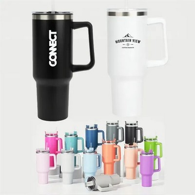 40oz Stainless Steel Double Wall Tumbler With Lid And Handle