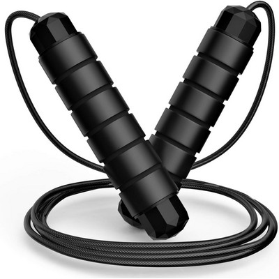 Adjustable Steel Jump Rope Workout with Foam Handles for Fitness, Home Exercise