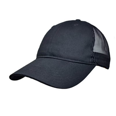 Big Size Black Low Profile Unstructured Mesh Cap