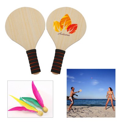 Wooden Racket with Two ball and Carry Bag