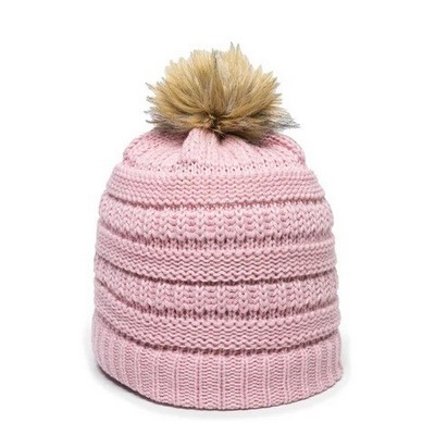 Outdoor Cap® Ladies Cable Knit Faux Fir Pom Beanie