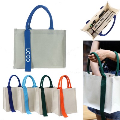 White Stereo Canvas Bag Shopping Streamer Tote Bag