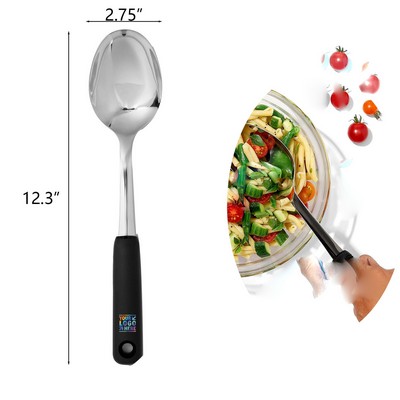 Stainless Steel Cooking Spoon with Heat Resistant Silicone Handle