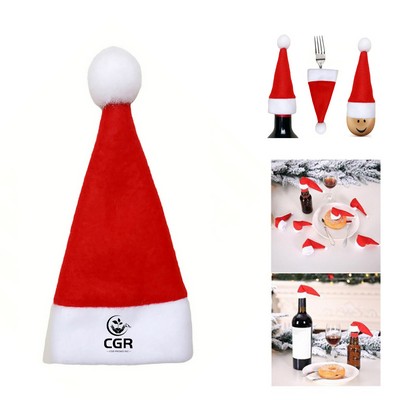 Mini Santa Hat For Wine Bottle, Tableware Cover