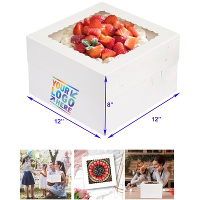 12 x 12 x 8 Inches White Bakery Boxes with Window