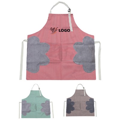 Oil Proof Chef Apron With Wipe Hands Area 2 Pockets