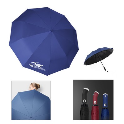 Automatic LED Flashlight Folding Umbrella