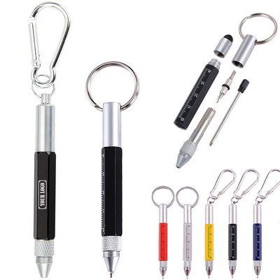 Mini Multifunction Ballpoint Keychains/ 6-in-1 Function Ballpoint Keychains