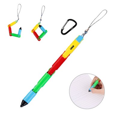 Colorful Foldable Ballpoint Pen w/Carabiner