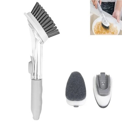 Dish Brush with Soap Dispenser and Sponge Attachments