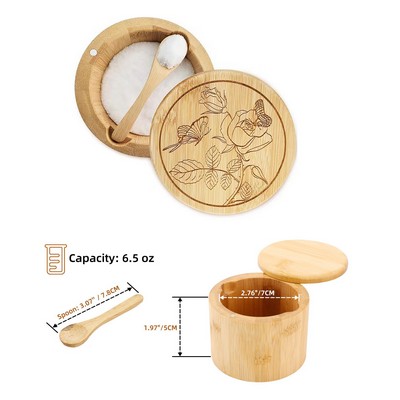 Bamboo Salt Box With Inner Spoon