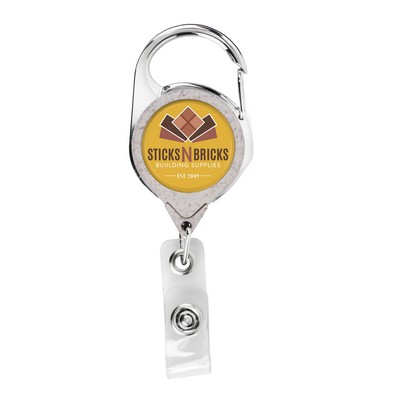 Wheat Straw Carabiner Retractable Badge Reel w/belt clip