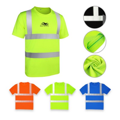 Safety T-Shirt with Two High-Visibility Reflective Bands