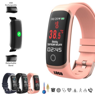 Thermometer Tracker Smart Watch Fitness Bracelet with Ergonomic Touch Screen