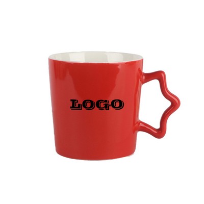 Star Handle Red Ceramic Coffee Cup