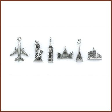 Set of 6 Travel Stock Wine Charm On Card