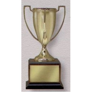 5.75" Metal Cup Trophy on Walnut Base